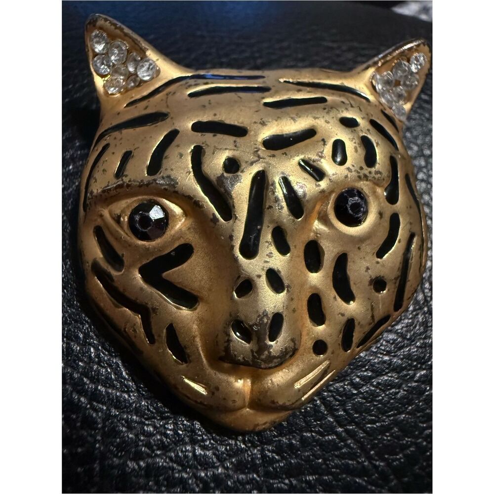 Vintage Gold Leopard Brooch For Women Statement Cat Animal Jewelry Bold - Picture 5 of 17